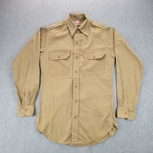 WW2 1940's Cramerton Mufti Cloth Sanforized Shirt Galey Lord Twill Beige Flaws